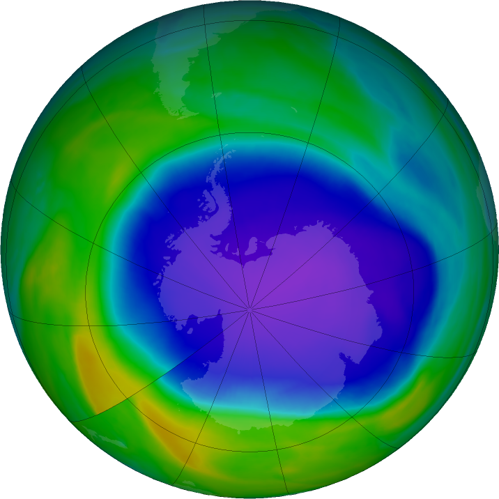Antarctic ozone map for 23 October 2022